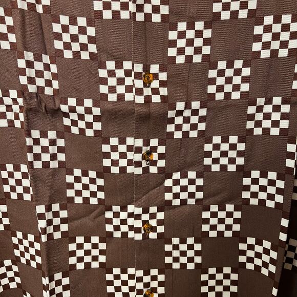 Bogey Boys Big Check Button Up Golf Shirt Brown White Small - Picture 5 of 6